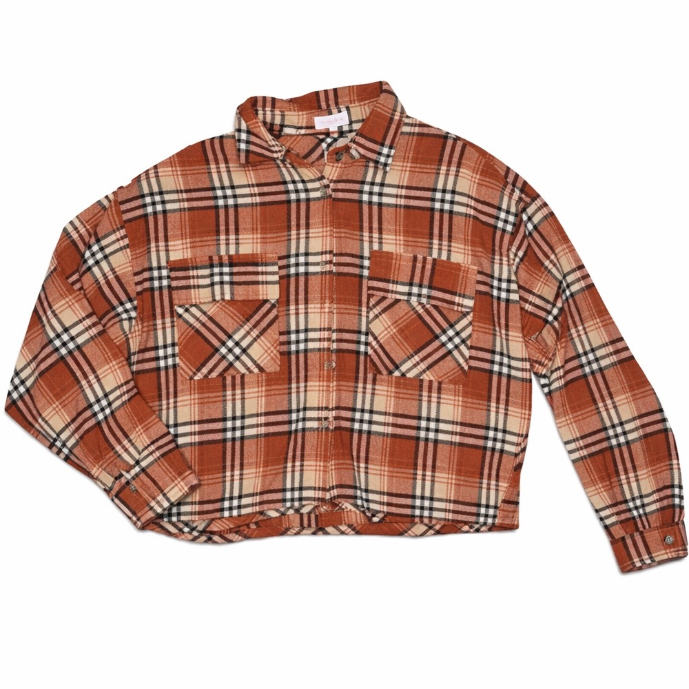 NWT plaid cropped shacket